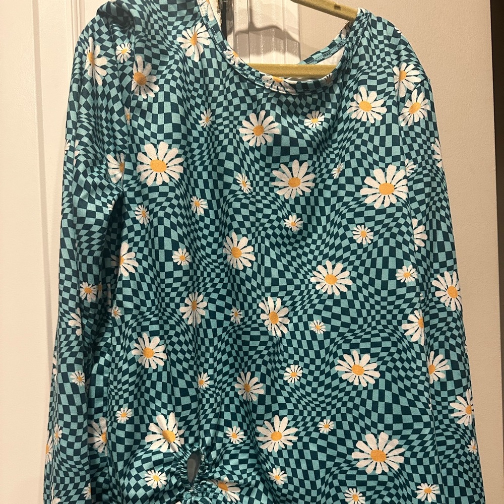 2 Floral Checkered kids top both sold together